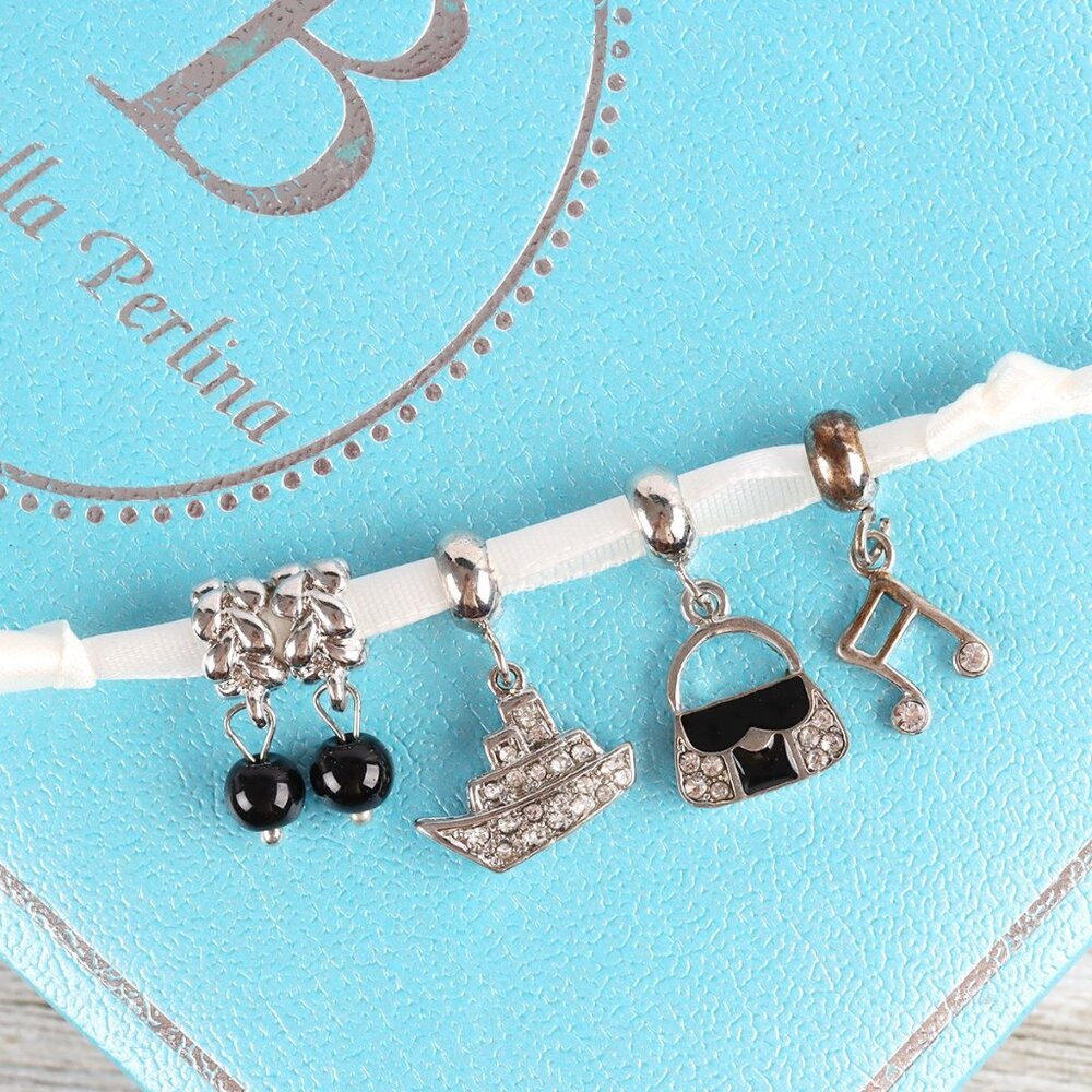 Bella Perlina Dangle Charm Bundle Set of 5, Ship, Purse, Music Note & Black Bead